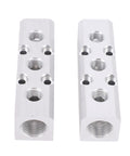 2 Pack Aluminum Air Manifold 3 Way 5 Port Pneumatic Distribution Block For Air Compressor With One Quarter Inch NPT Output Ports And One Half Inch NPT Inlet Inline Splitter For Your Air Tool Setup displayed on white background