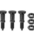 Rock Solid 3 Pack Ball Nose Spring Plunger Set With Push Fit Locking M12x1.5 Thread And 6mm Pin Diameter, black oxide finish.