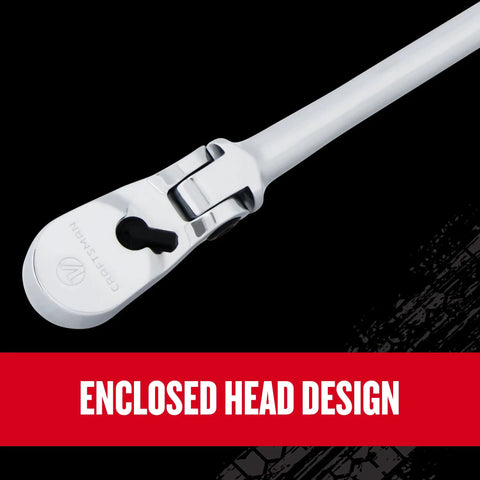 V Series Three Eighths Inch Drive Ratchet With Flexible Head XL 96 Tooth 180 Degree Articulating Head For Tight Confined Spaces