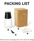 Smart Vacuum Coffee Canister For Beans Nuts And Tea 650 Ml Airtight Food Storage Jar with packaging and accessories.