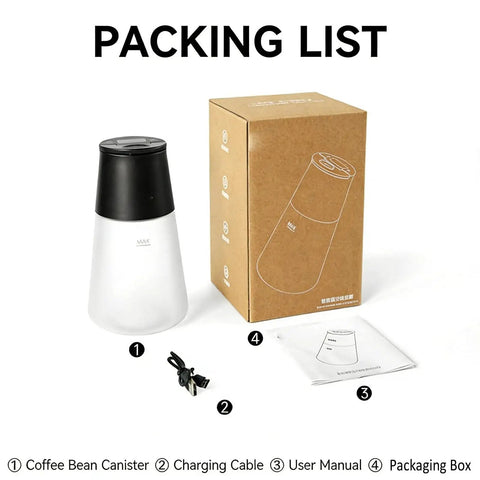 Smart Vacuum Coffee Canister For Beans Nuts And Tea 650 Ml Airtight Food Storage Jar with packaging and accessories.