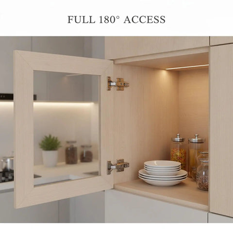 180 Degree Cabinet Hinge With Straight Arm For Corner Cabinets Full Overlay Door Hinge Easy Retrofit For Glass And Wood Doors