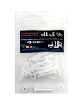 Built Tough M5 X 30mm PTFE Plastic Screws With Slotted Cheese Head Bolts Matched With Heavy Duty Nuts And Washers Anti Corrosion Fastener Kit For Real Life Jobs 10 Piece Set in sealed packaging.