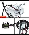 Electric Fuel Pump Assembly for Isuzu Amigo 89 90 Pickup 88 95 Rodeo 94 95 Trooper 92 93 showing top view and connector details.