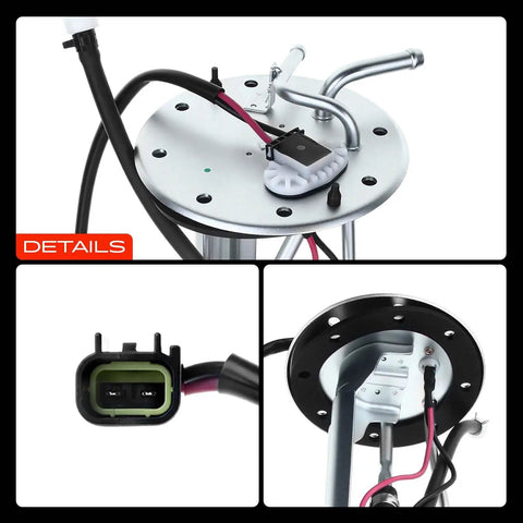 Electric Fuel Pump Assembly for Isuzu Amigo 89 90 Pickup 88 95 Rodeo 94 95 Trooper 92 93 showing top view and connector details.