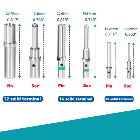 Pro Grade 180 Piece Barrel Style Connector Pins And Sockets Kit With 12 16 20 Size Male And Female Solid Terminals 12 To 22 AWG Wire