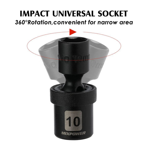 Pro Grade One Quarter Inch Drive Impact Socket Set With Universal Deep Standard Torx And Inverted Torx Sockets 6 Point Design