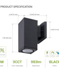 No Brainer Dusk To Dawn Outdoor Wall Light Fixture 9W LED 1000 LM Bronze Cylinder Up Down Waterproof Sconce dimensions