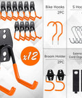Heavy Duty Garage Storage Hooks Set Of 18 With Extra Weld Point For Strong Tool Organization in Shed or Workshop components displayed