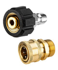 Heavy Duty Pressure Washer Adapter Set Quick Connect Kit M22 14mm To Three Eighths Inch Brass And Stainless Steel Hose Adapter For 4500 PSI