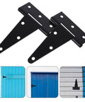 Beefy Heavy Duty 4 Inch Black Iron Door Hinge With Slotted Bearing Extended T Shape Includes Screws Built For Home And Commercial Use Easy Install High Strength Load Bearing And Durable on blue door