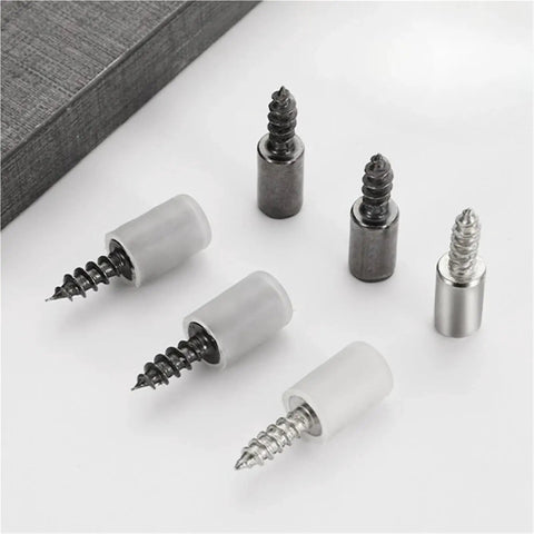 Heavy Duty Self Tapping Screws For Cabinet Laminate Support 50 Piece Cross Laminated Board fasteners in black metal and gray. Ideal for woodworking.