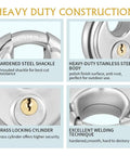 Details of 304 Stainless Steel Round Padlock Set Keyed Alike Disc Locks For Storage Units Garages And Trailers 12 Pack