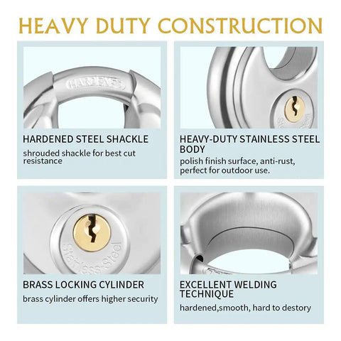 Details of 304 Stainless Steel Round Padlock Set Keyed Alike Disc Locks For Storage Units Garages And Trailers 12 Pack