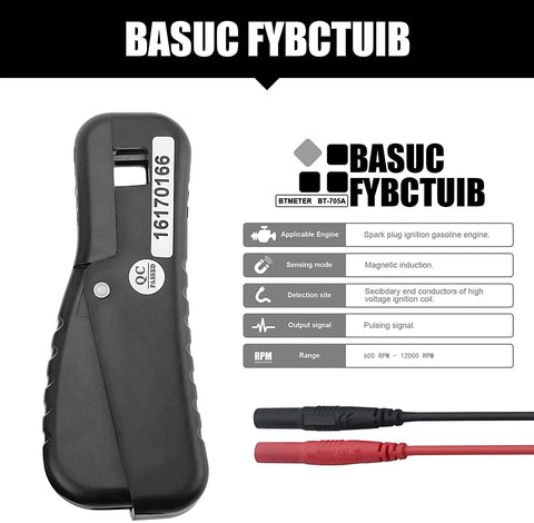 Inductive Pickup Clamp Lead for Automotive Multimeter Tachometer Sensor for Spark Plug Wire Gives You Engine RPM Readout From 600 To 12000 10 cm Detection Distance 400 Hz Max Frequency Ideal Companion For Automotive DMMs, black clamp lead
