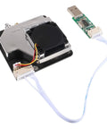 High Precision PM2.5 Air Quality Sensor Module with Digital Output for Arduino and Microcontrollers, featuring USB connection.