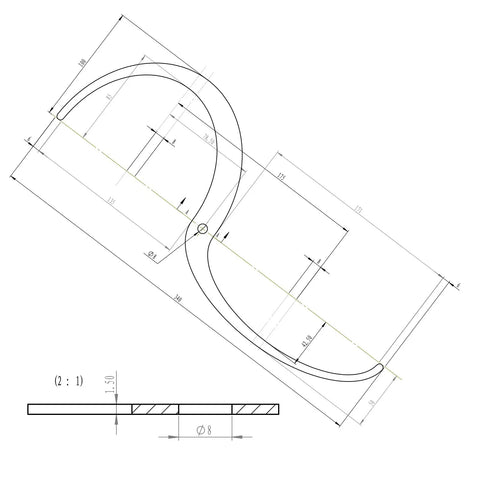 Hella Durable Double Ended Bowl Calipers Stainless Steel Woodworking Measuring Tool For Inner Outer Diameter And Wall Thickness Gauge technical drawing with dimensions