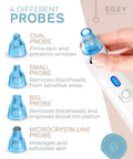 Blue Blackhead Remover Facial Cleanser Vacuum with 5 suction levels and 4 different probes for deep pore cleansing