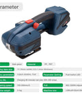 Heavy Duty Electric Strapping Machine Featuring Hot Melt Friction Lock And Rock Solid Adjustable Tension For Thick Tire Bundles And No Sweat Industrial Packing Workflows close-up showing dark green material and size details.