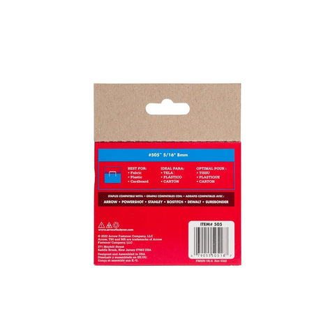 Back packaging of Tough As Nails Staples For Upholstery And Construction, 5/16 Inch Leg, 3/8 Inch Crown, 1250 Pack, in grey.