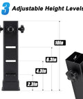 Heavy Duty Square Table Leg Extenders With Three Step Adjustable Heights And Secure Locking Bolts For Folding Dining Tables shown at 10in height.
