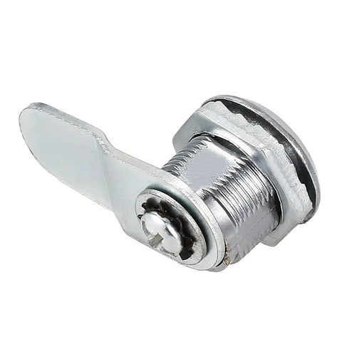 Beefed-Up Offset Cam Lock For Cabinets And Drawers, chrome zinc alloy, 5/8 inch cylinder length, No. 10 cam, side view