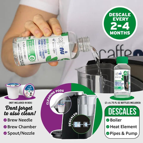 Descaling Kit For Pod Coffee Makers, Two Bottles Of Descaler Solution, Removes Limescale For Hotter Coffee, Extends Your Coffee Maker Life