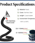 Slick Handling Fume Extraction Arm With Dust Capture Hood And Duct Hose Hardware Kit For Shop Smoke Extraction Black flexible plastic and stainless steel.