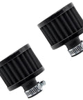 Dual 12mm Air Filter Kit For Cars And Motorcycles Mini Universal Vent Crankcase Cold Air Intake Breathe Filter, Black Finish