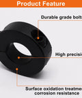 Two Piece Clamp On Shaft Collars For Industrial Machinery, Black Double Split, Three Quarters Inch Bore with annotations