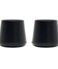 Kick The Squeaks 1.5 Inch Round Rubber Chair Leg Caps in black, set of two, designed to protect hardwood floors and provide traction.