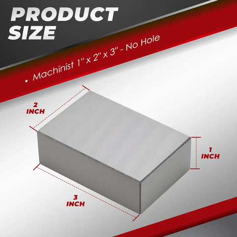 Two Piece 123 Block Set Ultra Precision Machinist Blocks 1 Inch By 2 Inch By 3 Inch Hardened Tool Steel Ground On All Sides 0.0002 Inch Tolerance With 23 Holes Square And Flat For Accurate Setup And Measurements, 1 x 2 x 3 in block