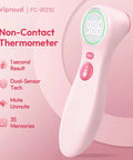 No Touch Infrared Thermometer For Kids And Adults With One Second Reading Pink Non Contact Medical Thermometer Hospital Grade Accuracy Quick Temp Check For The Whole Family pink handheld infrared thermometer with display, buttons, and memory function