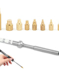 M2 To M8 Pro Grade Heat Set Insertion Tool Kit With Brass Knurled Nuts And Stainless Steel Tip Adapters For Precise Embedded Insert Installation On 3D Printed Parts Compatible With TS100 TS101 Pine64 936 Soldering Irons Built To Last, showing brass knurled nuts and a stainless steel adapter.
