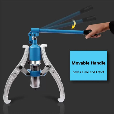 Heavy Duty Hydraulic Gear Puller Kit With Storage Case For Bearing Separator And Hub Removal 10 Ton Capability Makes It Easy To Pop Off Pulleys Or Flywheels Without Breaking Your Back On The Job Site Workshop Essential, blue steel jaws with movable handle