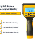 Hella Reliable Digital Measuring Wheel With Crisp Backlit Display For No Sweat Layouts And Smooth Rolling Distance Marking On Busy Construction Sites Or Steady Landscaping Jobs, showing digital screen with backlight.