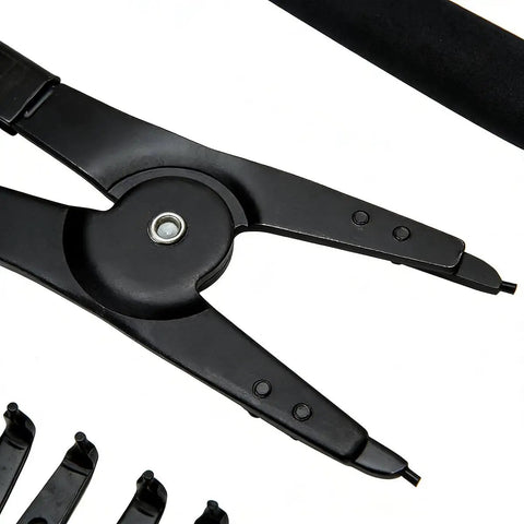 Close-up of Heavy Duty Circlip Pliers Set 16-Inch Corrosion-Resistant Snap Ring Pliers with multiple tip options visible