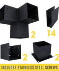 Attached Pergola Bracket Kit With Roof Rafters For 6x6 Posts And 2x6 Beams, Heavy Duty Powder Coated Steel Hardware Components