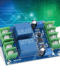 DC 12V 10A Automatic Power Switching Module For Emergency Power Supply And Charging, High Reliability, Priority Load Distribution, Rock Solid Heavy Duty Backup Power Controller For Uninterruptible Systems, Built To Meet Strict Quality Standards blue PCB relay board with screw terminals