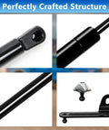 Close-up of Ford Ranger Hood Struts Kit 2024 2025 2026 No Drill Hydraulic Lift Supports with black powder coated brackets