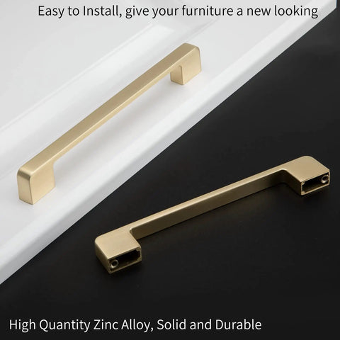 10 Pack Brushed Gold Cabinet Handles With Seven And A Half Inch Hole Center Drawer Pulls Modern Square Dresser Handles for Kitchen