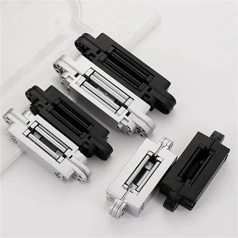 Three Dimensional Invisible Door Hinges For Wooden Doors And Aluminum Frame Doors Hidden Folding Doors 180 Degree Inside And Outside Open Black Finish Zinc Alloy Die Cast And 304 Stainless Steel Construction