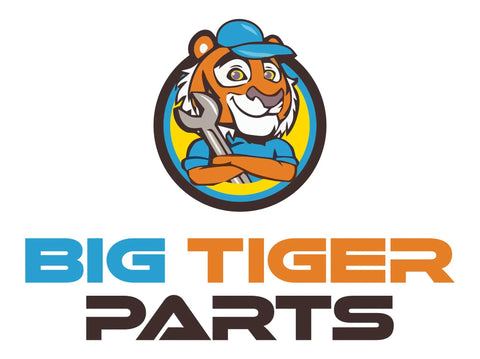Big Tiger Parts logo featuring a cartoon tiger with a wrench, representing auto parts service.