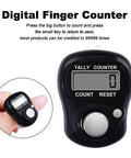 A Total Game Changer These Slick Four Pack Resettable Finger Tally Counters with five digit LCD screen in black.