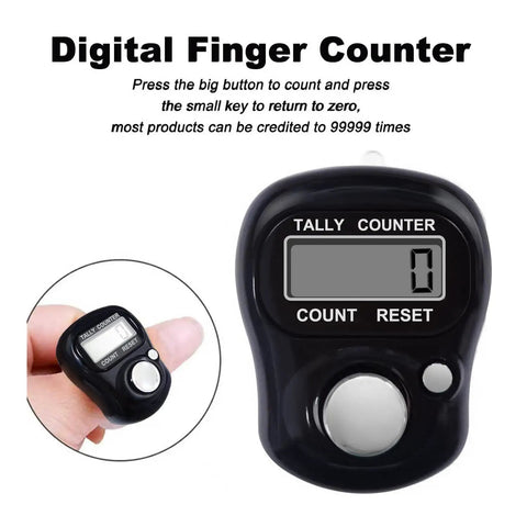 A Total Game Changer These Slick Four Pack Resettable Finger Tally Counters with five digit LCD screen in black.