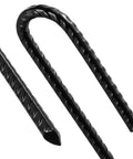 Extra Heavy Duty Rebar U J Hook Ground Anchors 12 Inch By One Quarter Inch Rust Proof Coated Steel for garden use close-up