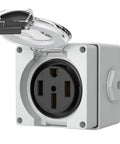 Outdoor NEMA 14-50R 50 Amp RV Power Outlet Box 125/250V Weatherproof And Dustproof with open protective cover