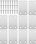 Flat Bracket Set With Screws for DIY Projects and Home Improvement, Stainless Steel Straight Mending Plates, 20 Pack