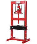 6 Ton Hydraulic Shop Press With Stamping Plates Four Hole Adjustable Height H Frame Dust Cover For Auto Repair And Metalworking Garage Use Red And Black Finish