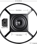 Bulletproof Heavy Duty 25.5 Swivel Chair Base Replacement Fits Recliners And Sofas Slick 360 Spin Steel Mount Plate Matte Black, top view with measurements.